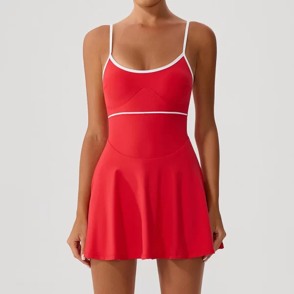 Red Pickleball Dress For Women with Pockets