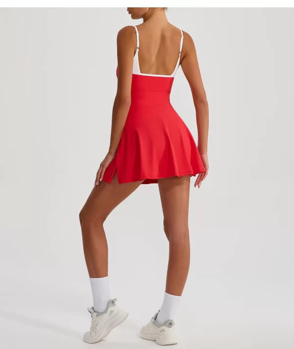 Red Pickleball Dress For Women with Pockets - Image 2