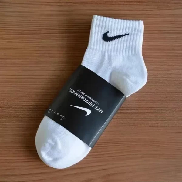 Nike Men's and Women's Sports Socks, Solid Color, Cotton, Breathable, Thick, Odor Proof, Knee-High Sports Socks, Black/White - Image 2