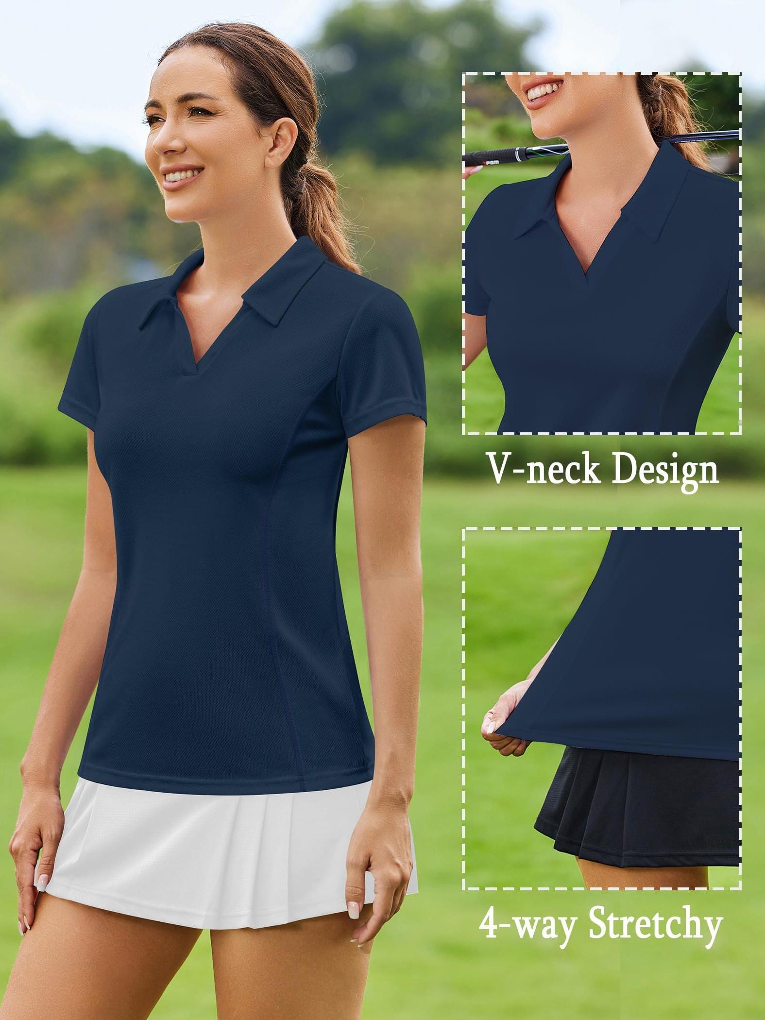 Womens White Pickleball Polo Shirt - Image 4