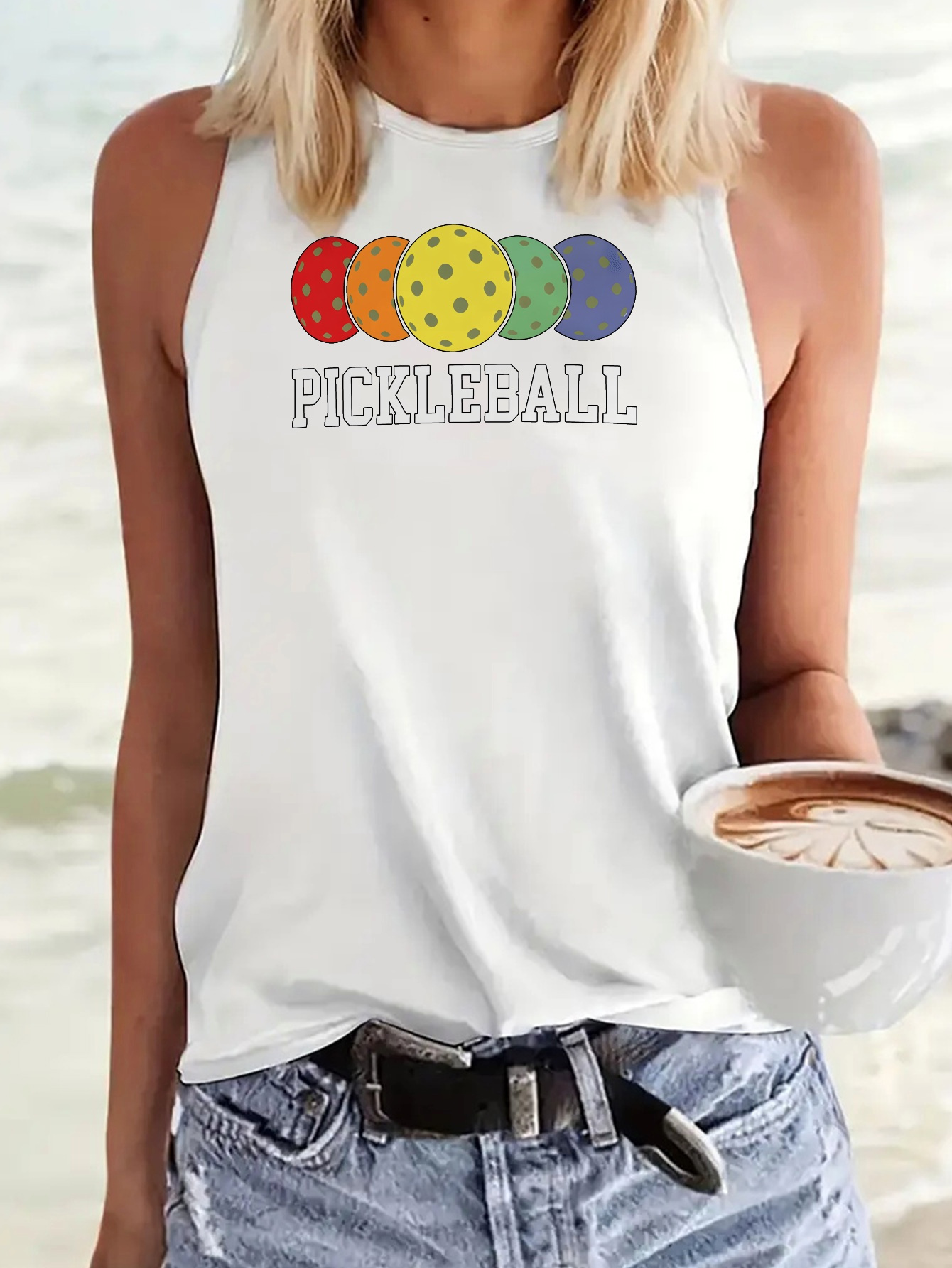 Women's Pickleball Graphic Sleeveless Tank Top - Image 2