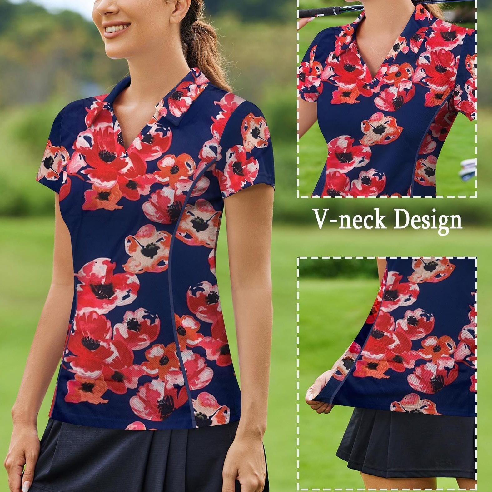 Womens White Pickleball Polo Shirt - Image 13