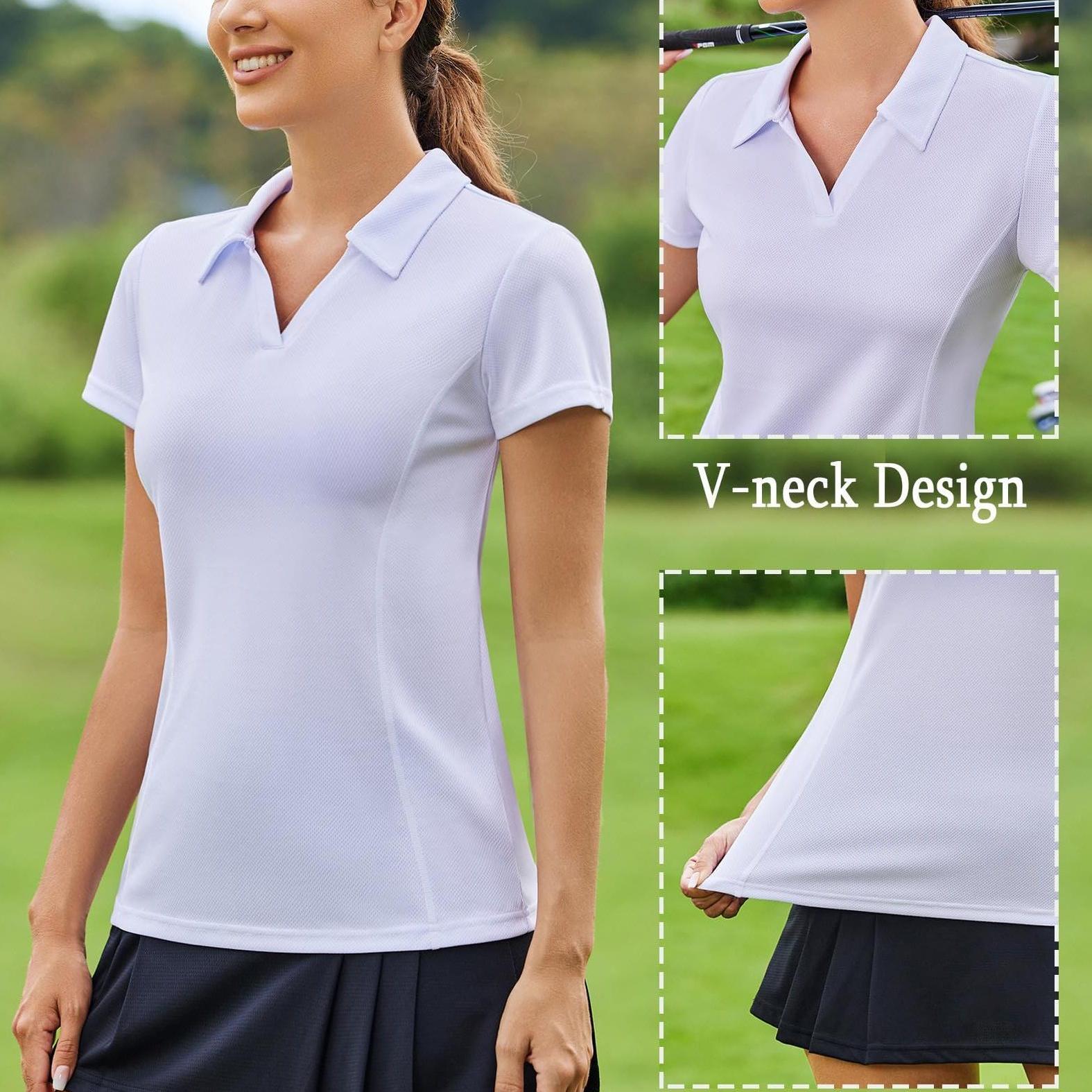 Womens White Pickleball Polo Shirt - Image 12