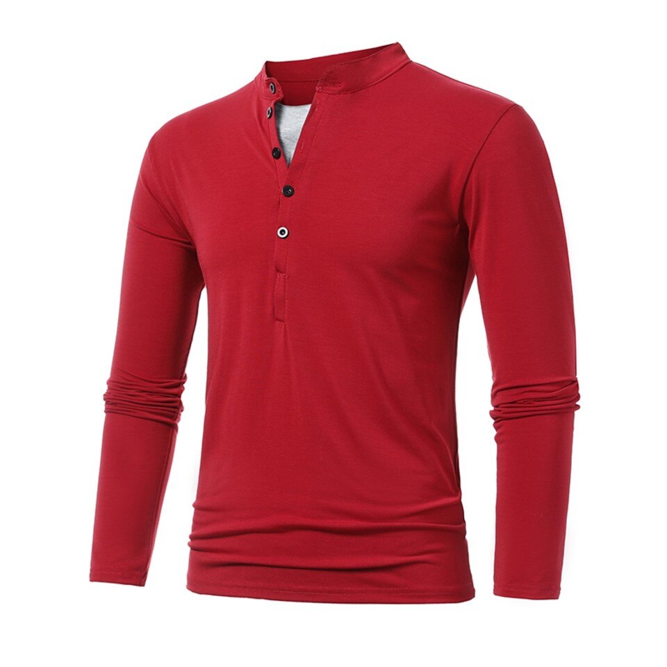 Casual Long Sleeve Henley Shirt - Image 10