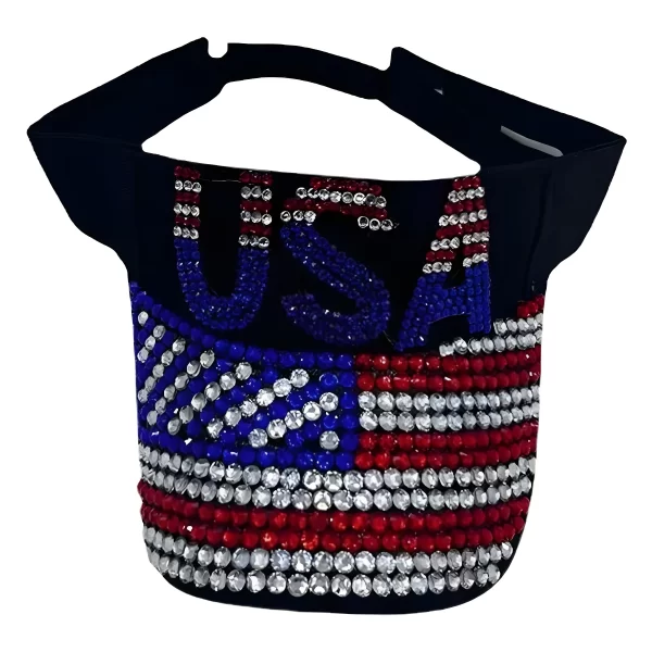 Rhinestone Patriotic Sun Visor with Letter Stripe Design - Image 8