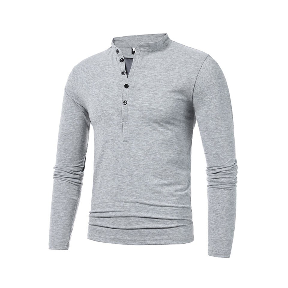 Casual Long Sleeve Henley Shirt - Image 4