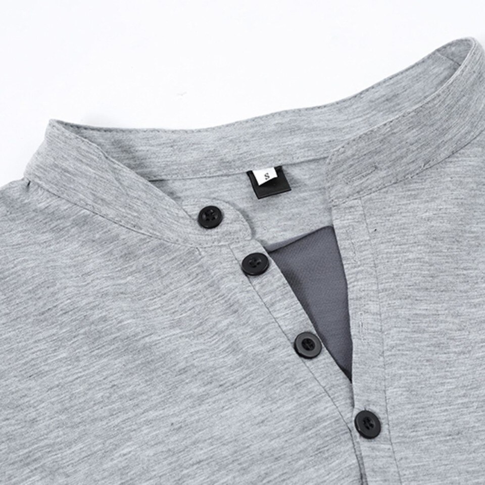 Casual Long Sleeve Henley Shirt - Image 3