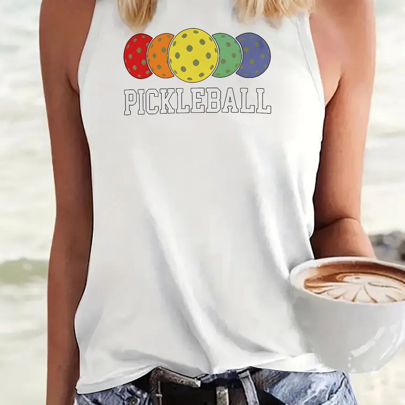 Women's Pickleball Graphic Sleeveless Tank Top - Image 6
