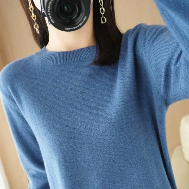Casual Knitted Top Autumn And Winter Cashmere Sweater Women's Crew Neck Pullover. Multiple colors - Image 9