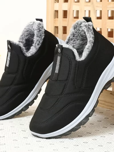 Men's Warm Walking Shoes Lightweight Thermal Ankle Boots Non-slip Slip On Sneakers Winter Thick Fur Shoes for Travel Walkiing, Bendable. Slip into something warm and comfortable.