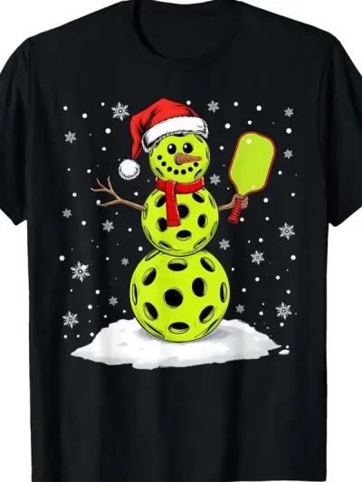Santa Hat Snowman Xmas Funny Pickleball Lover Christmas