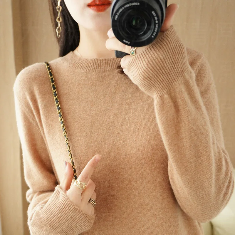 Casual Knitted Top Autumn And Winter Cashmere Sweater Women's Crew Neck Pullover. Multiple colors - Image 13