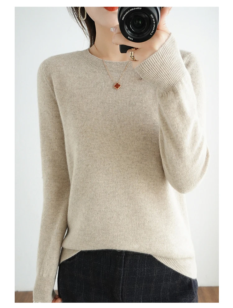 Casual Knitted Top Autumn And Winter Cashmere Sweater Women's Crew Neck Pullover. Multiple colors - Image 42