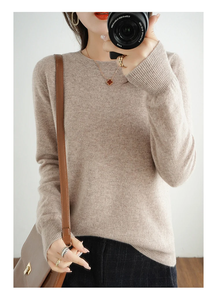 Casual Knitted Top Autumn And Winter Cashmere Sweater Women's Crew Neck Pullover. Multiple colors - Image 33