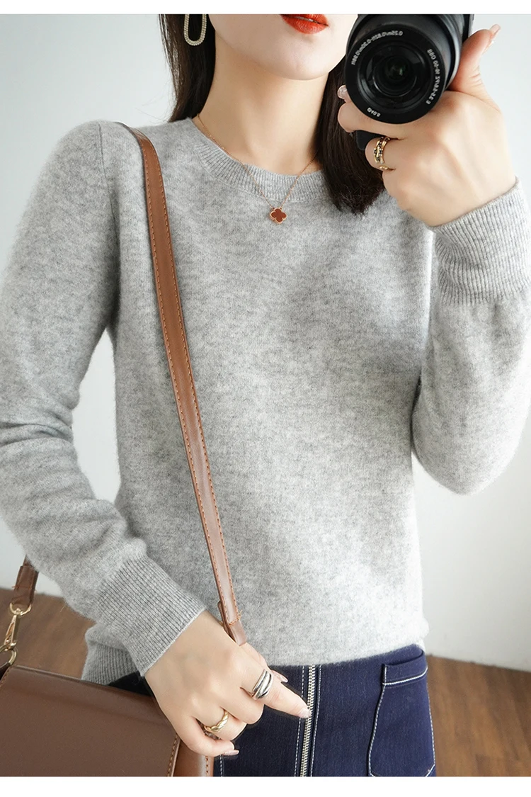 Casual Knitted Top Autumn And Winter Cashmere Sweater Women's Crew Neck Pullover. Multiple colors - Image 35
