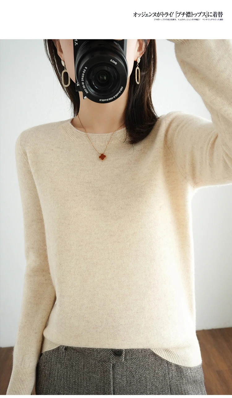 Casual Knitted Top Autumn And Winter Cashmere Sweater Women's Crew Neck Pullover. Multiple colors - Image 26