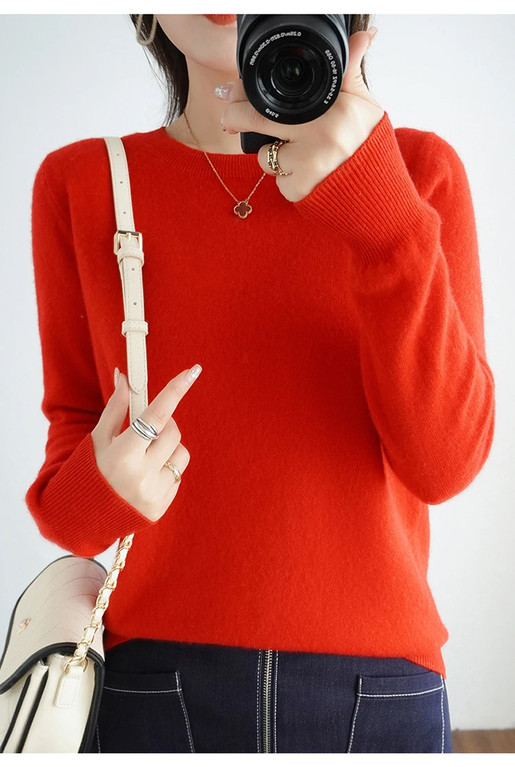 Casual Knitted Top Autumn And Winter Cashmere Sweater Women's Crew Neck Pullover. Multiple colors - Image 30