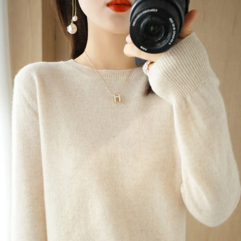 Casual Knitted Top Autumn And Winter Cashmere Sweater Women's Crew Neck Pullover. Multiple colors - Image 17
