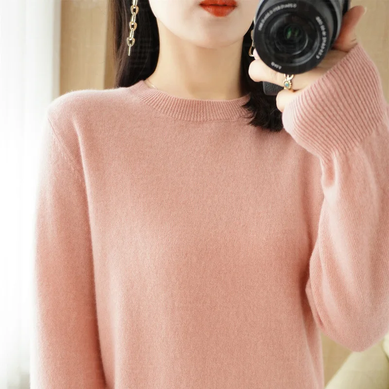 Casual Knitted Top Autumn And Winter Cashmere Sweater Women's Crew Neck Pullover. Multiple colors - Image 12