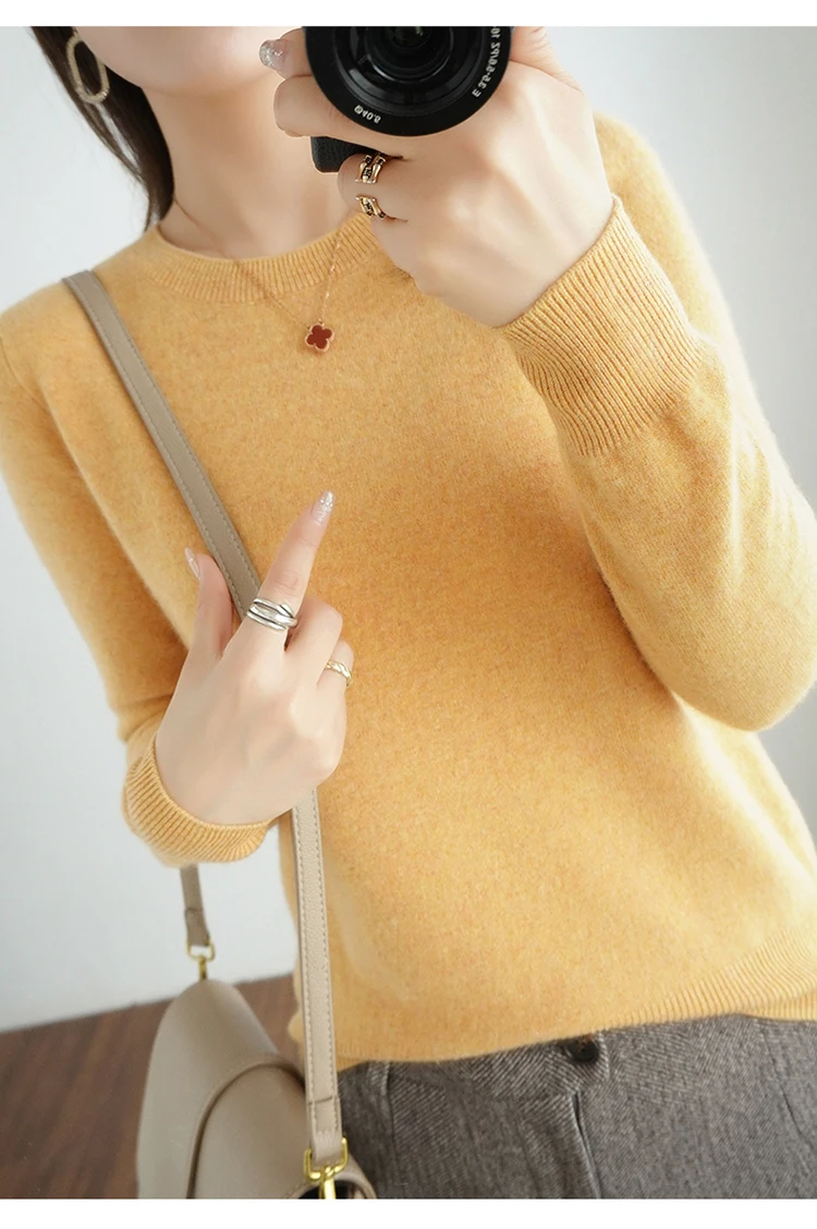 Casual Knitted Top Autumn And Winter Cashmere Sweater Women's Crew Neck Pullover. Multiple colors - Image 40