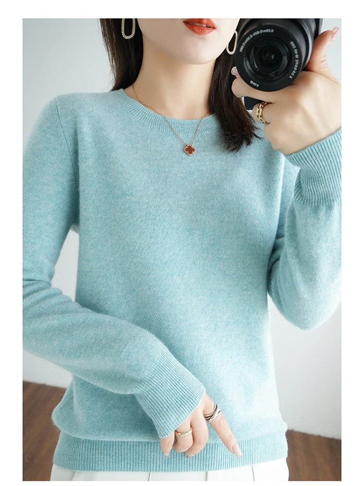 Casual Knitted Top Autumn And Winter Cashmere Sweater Women's Crew Neck Pullover. Multiple colors - Image 38