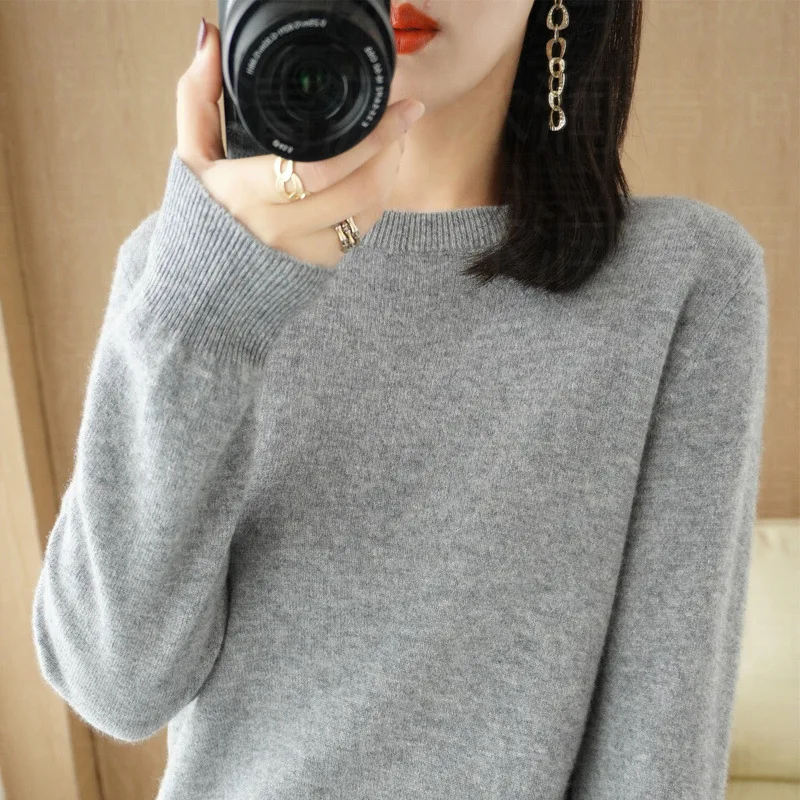 Casual Knitted Top Autumn And Winter Cashmere Sweater Women's Crew Neck Pullover. Multiple colors - Image 20