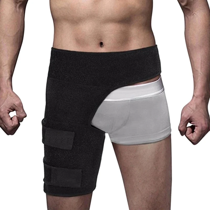 Hip Support Belt Groin Support Sciatica Pain Relief Thigh Strap Compression Brace Joints Groin Arthritis Hip Protective Belt Interchangeable R & L leg.