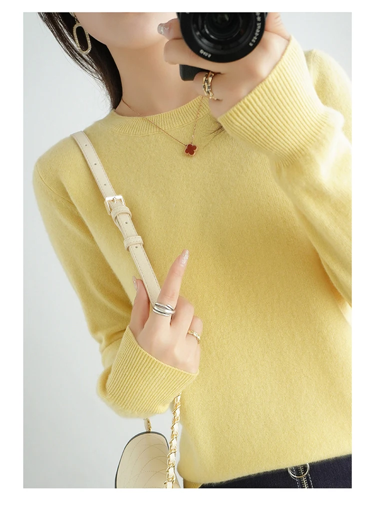 Casual Knitted Top Autumn And Winter Cashmere Sweater Women's Crew Neck Pullover. Multiple colors - Image 29