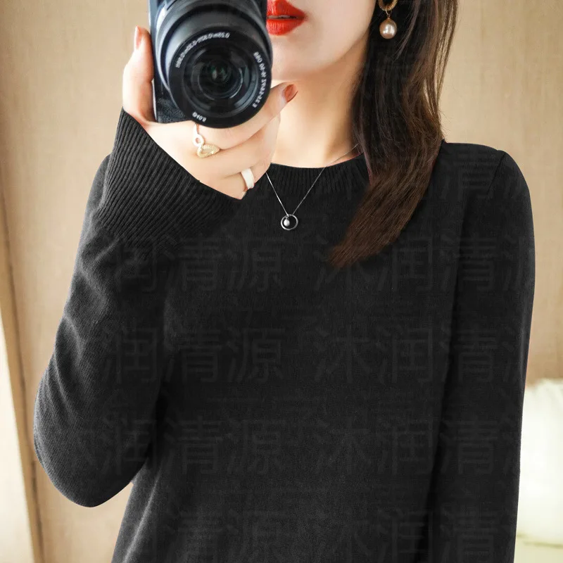Casual Knitted Top Autumn And Winter Cashmere Sweater Women's Crew Neck Pullover. Multiple colors - Image 19