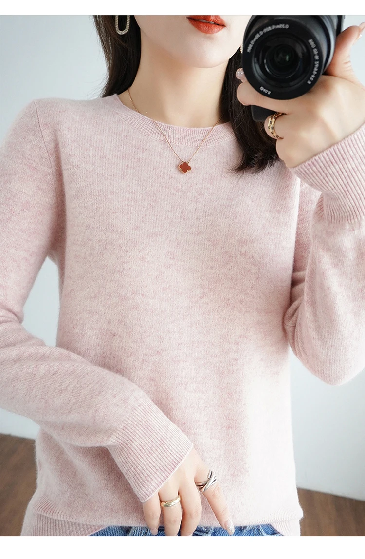 Casual Knitted Top Autumn And Winter Cashmere Sweater Women's Crew Neck Pullover. Multiple colors - Image 37