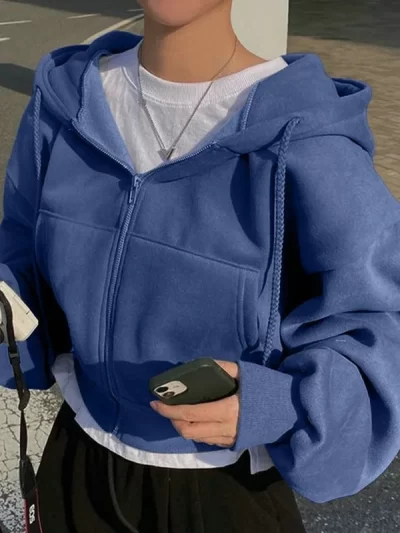 Spring Autumn New loose fitting jacket.  Verrsatile Cropped Slims Smooths Silhouette Zip-up