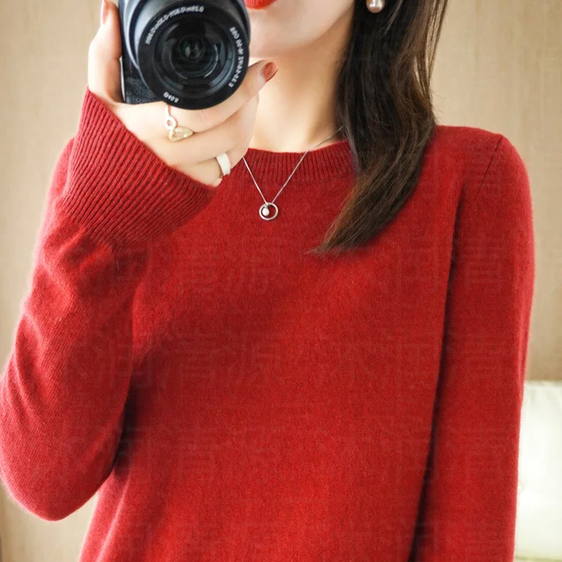 Casual Knitted Top Autumn And Winter Cashmere Sweater Women's Crew Neck Pullover. Multiple colors - Image 2