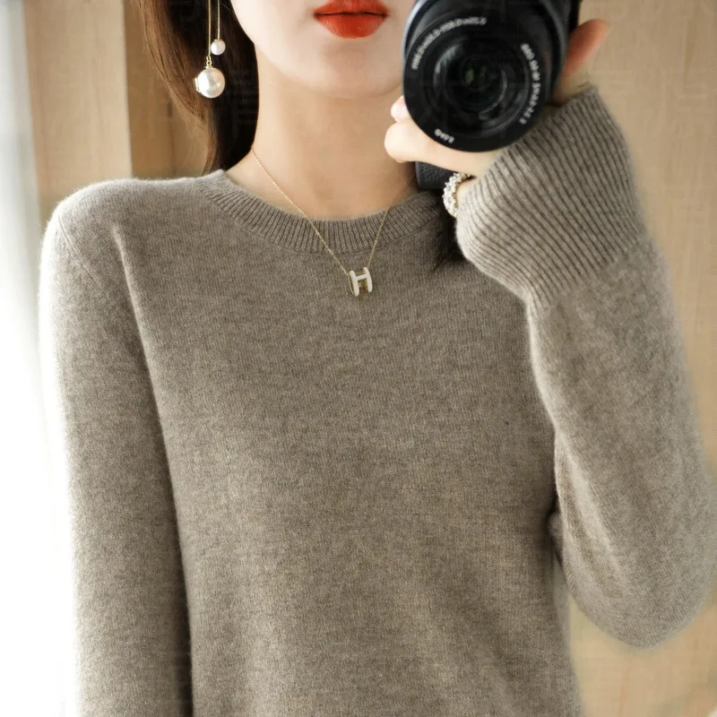Casual Knitted Top Autumn And Winter Cashmere Sweater Women's Crew Neck Pullover. Multiple colors - Image 10