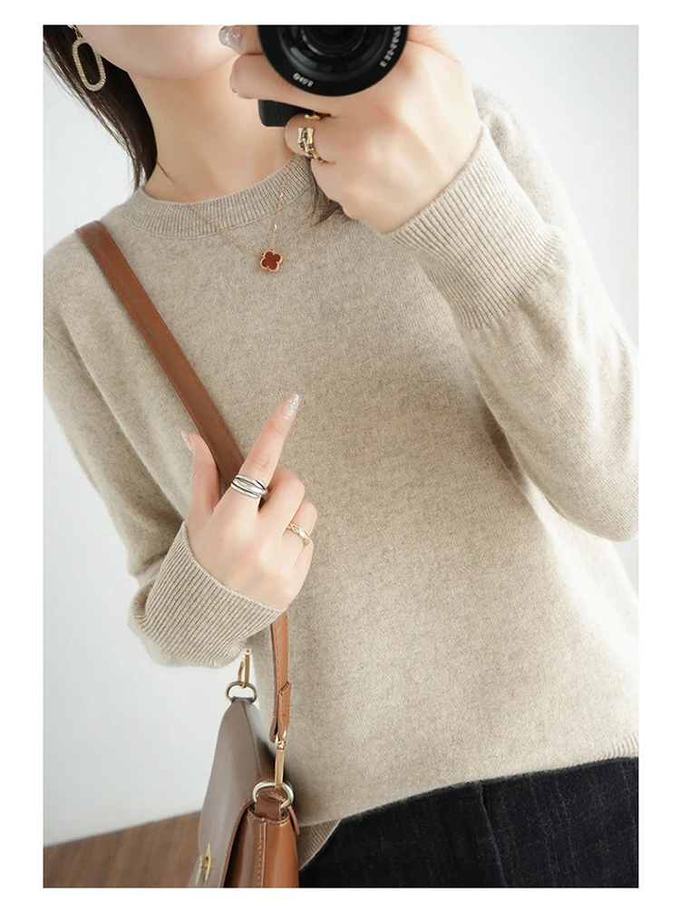 Casual Knitted Top Autumn And Winter Cashmere Sweater Women's Crew Neck Pullover. Multiple colors - Image 43