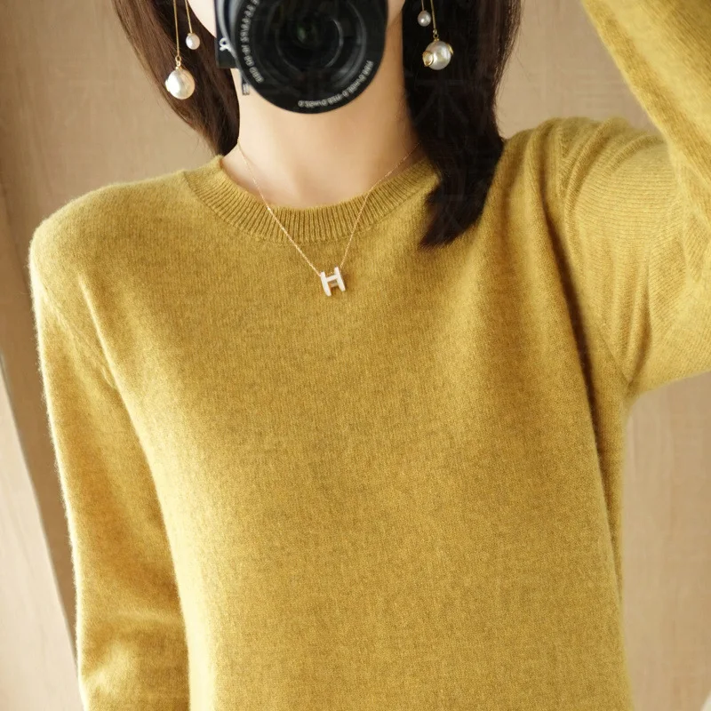 Casual Knitted Top Autumn And Winter Cashmere Sweater Women's Crew Neck Pullover. Multiple colors - Image 14