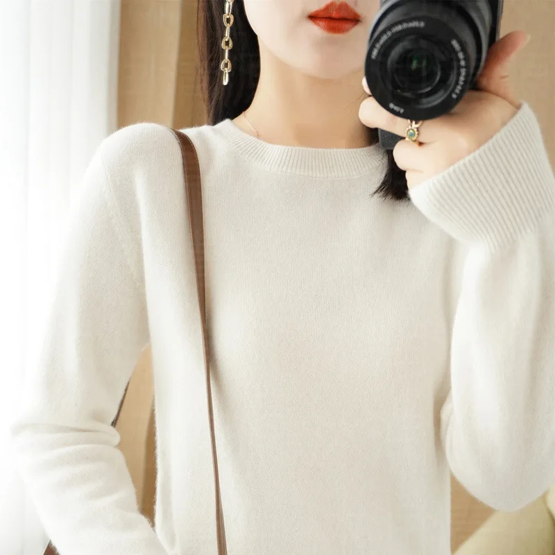 Casual Knitted Top Autumn And Winter Cashmere Sweater Women's Crew Neck Pullover. Multiple colors - Image 8