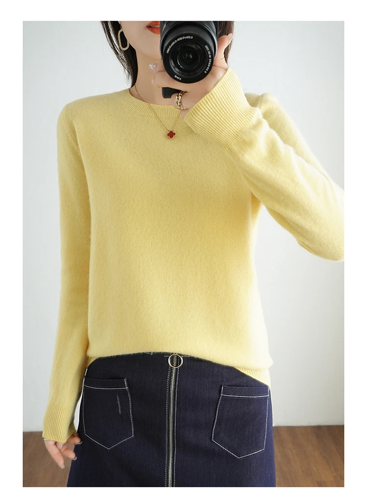 Casual Knitted Top Autumn And Winter Cashmere Sweater Women's Crew Neck Pullover. Multiple colors - Image 28