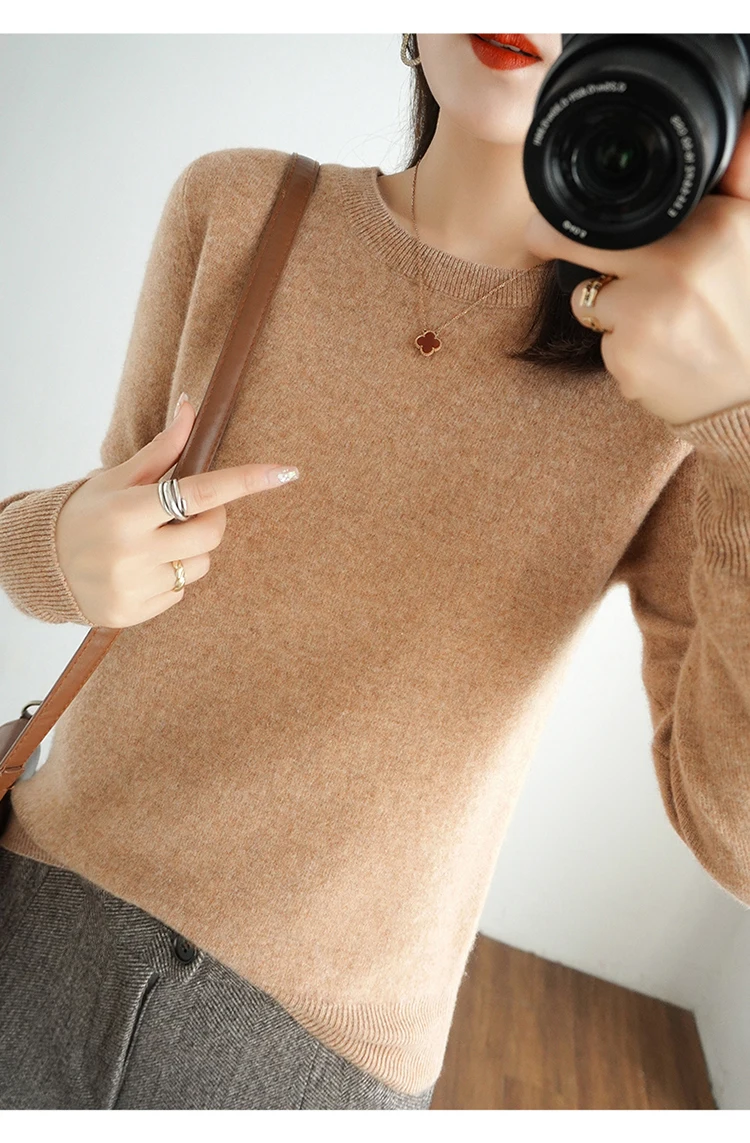 Casual Knitted Top Autumn And Winter Cashmere Sweater Women's Crew Neck Pullover. Multiple colors - Image 25