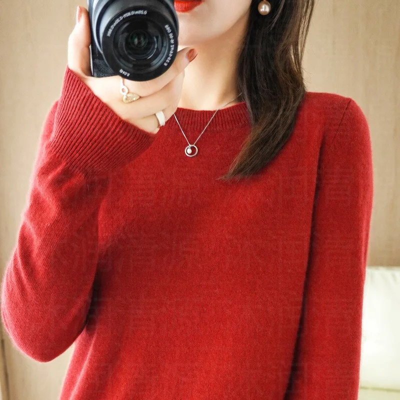 Casual Knitted Top Autumn And Winter Cashmere Sweater Women's Crew Neck Pullover. Multiple colors - Image 15