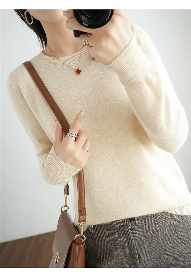 Casual Knitted Top Autumn And Winter Cashmere Sweater Women's Crew Neck Pullover. Multiple colors - Image 27