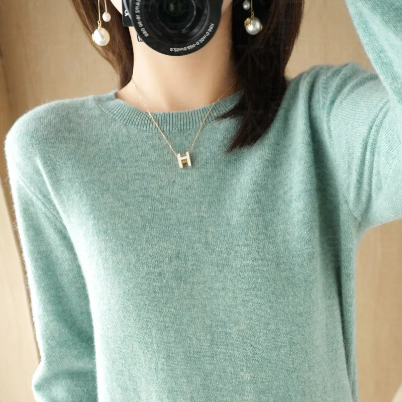Casual Knitted Top Autumn And Winter Cashmere Sweater Women's Crew Neck Pullover. Multiple colors - Image 16
