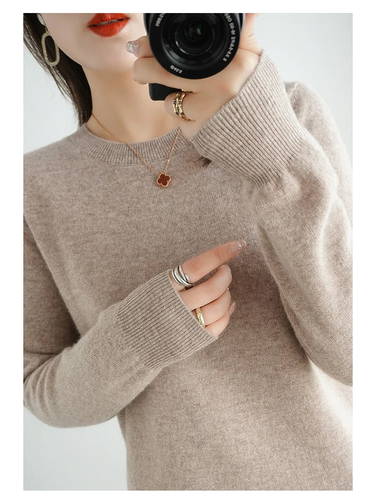 Casual Knitted Top Autumn And Winter Cashmere Sweater Women's Crew Neck Pullover. Multiple colors - Image 34
