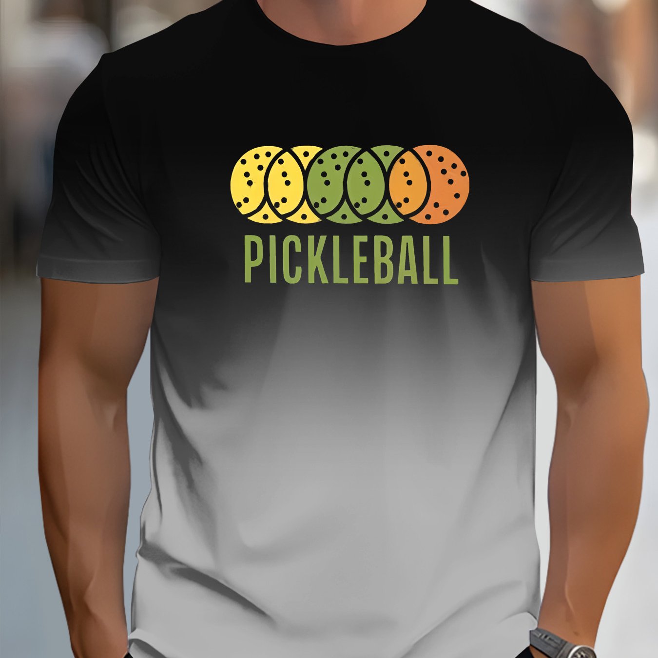 Men's 3D Pickleball-Themed T-Shirt with Neon Green/Yellow/Pickle Print - Casual Sportswear & Casual Attire, Breathable Round Neck Short Sleeve Tee forPlayers and Fans - Image 18