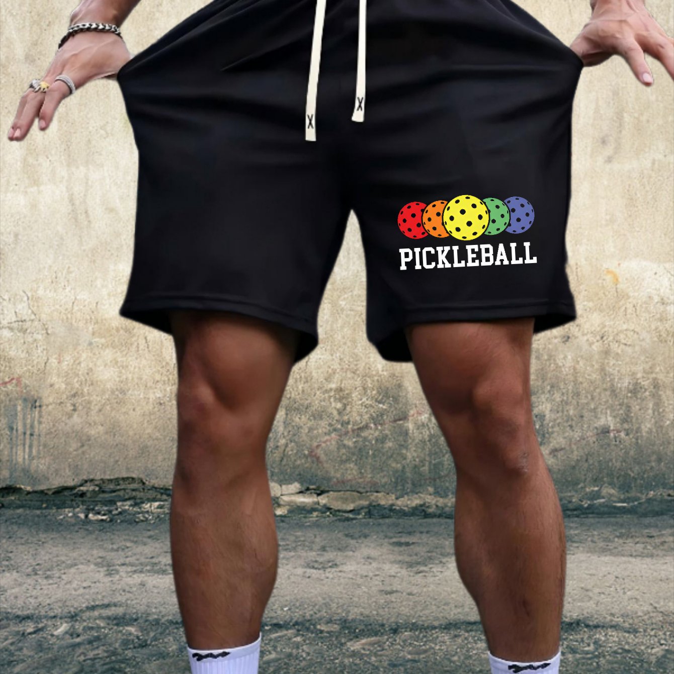 Black or Grey Shorts with Bold 'PICKLEBALL' Lettering - Men'S Pickleball Quick-Dry Athletic Pants with Elastic Drawstring Waist, Lightweight Gym & Casual Shorts - Image 11