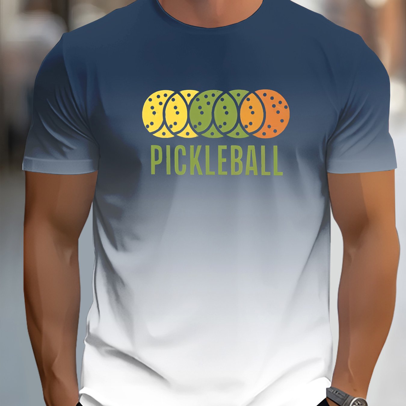 Men's 3D Pickleball-Themed T-Shirt with Neon Green/Yellow/Pickle Print - Casual Sportswear & Casual Attire, Breathable Round Neck Short Sleeve Tee forPlayers and Fans - Image 15