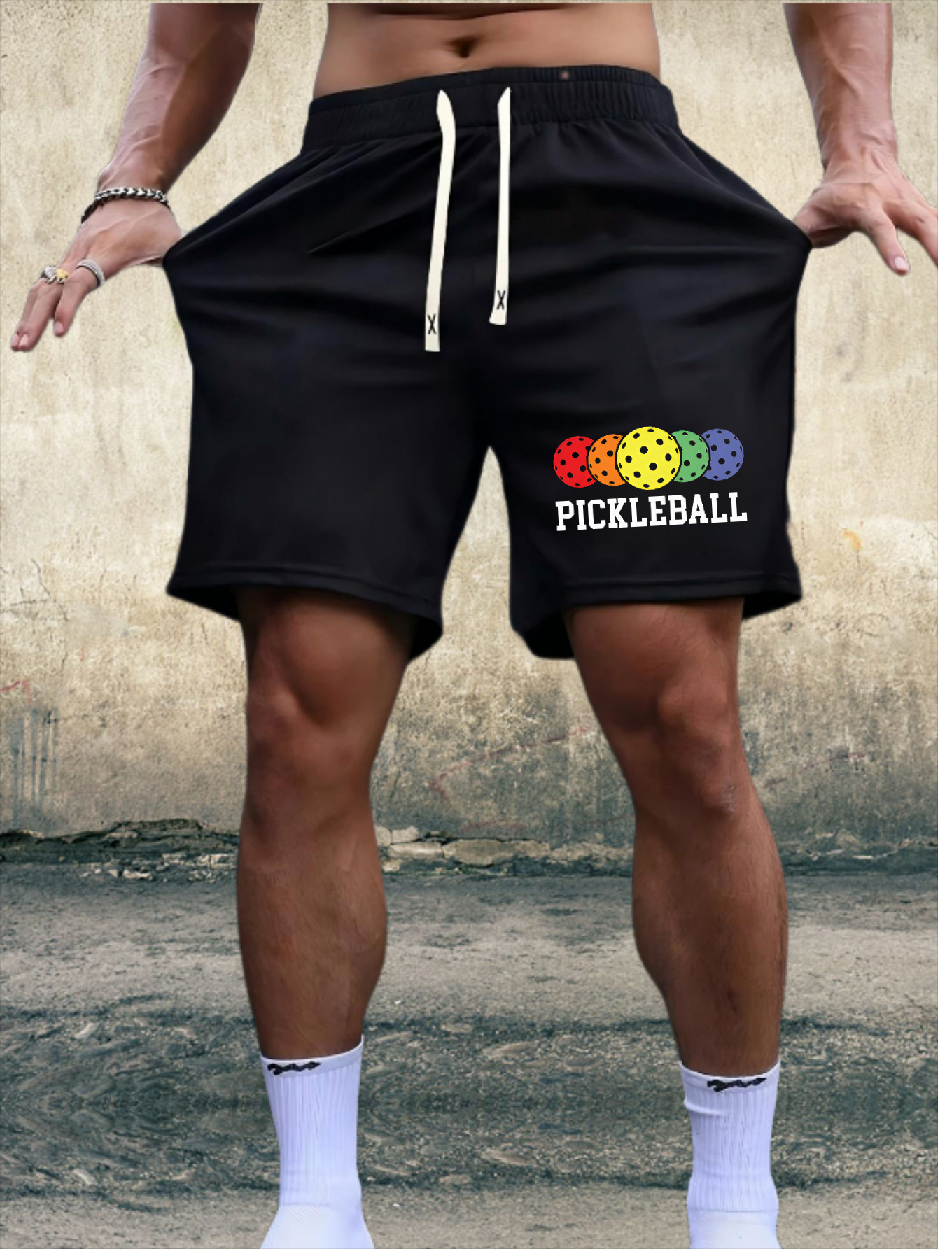 Black or Grey Shorts with Bold 'PICKLEBALL' Lettering - Men'S Pickleball Quick-Dry Athletic Pants with Elastic Drawstring Waist, Lightweight Gym & Casual Shorts