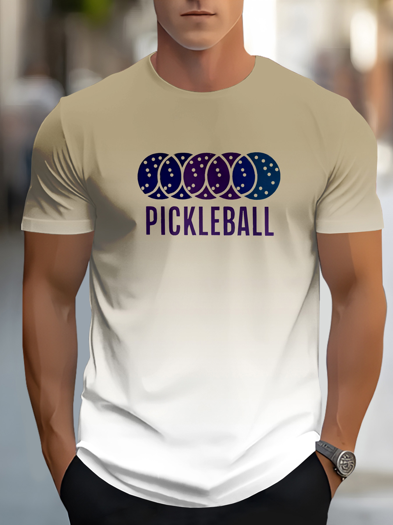 Men's 3D Pickleball-Themed T-Shirt with Neon Green/Yellow/Pickle Print - Casual Sportswear & Casual Attire, Breathable Round Neck Short Sleeve Tee forPlayers and Fans - Image 6