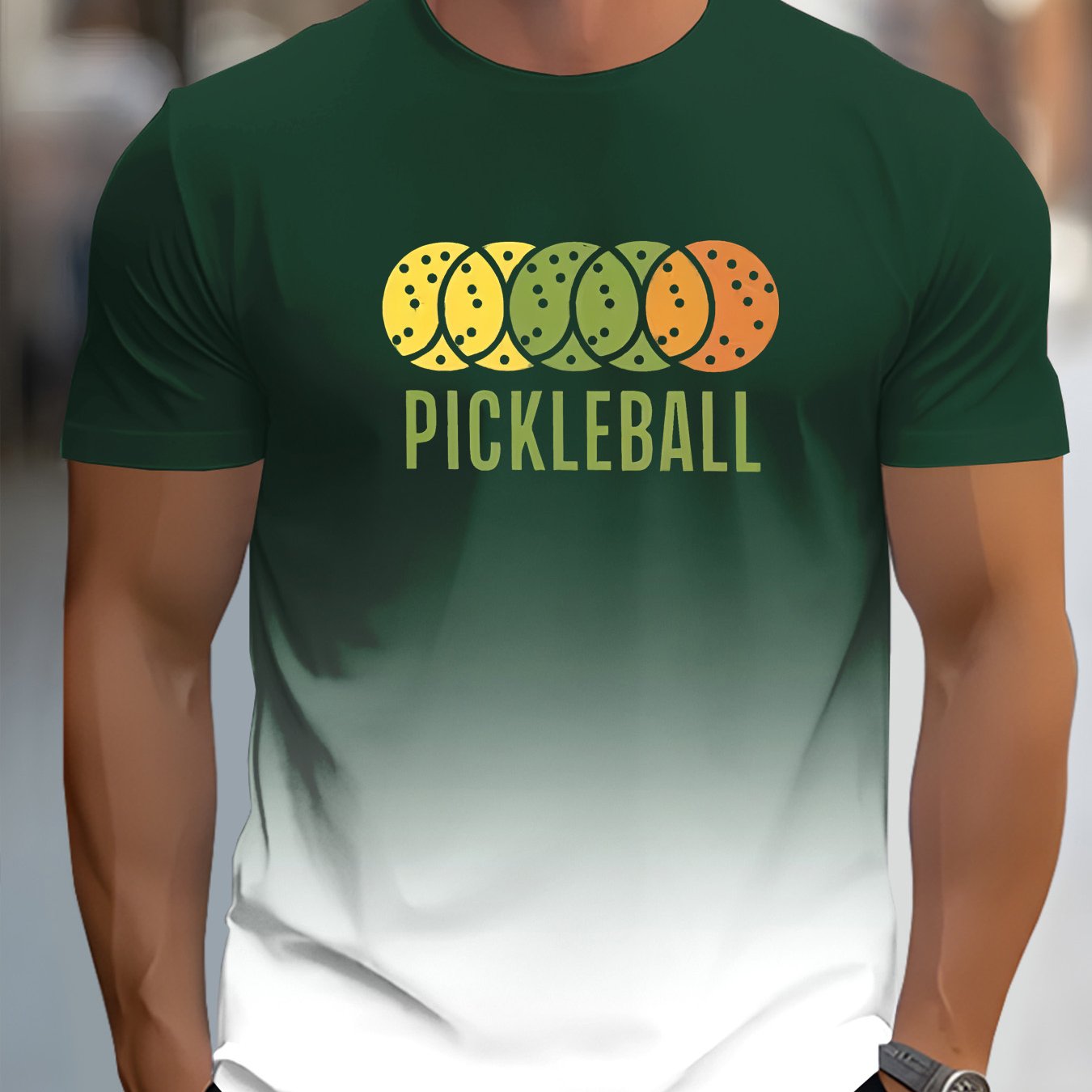 Men's 3D Pickleball-Themed T-Shirt with Neon Green/Yellow/Pickle Print - Casual Sportswear & Casual Attire, Breathable Round Neck Short Sleeve Tee forPlayers and Fans - Image 16