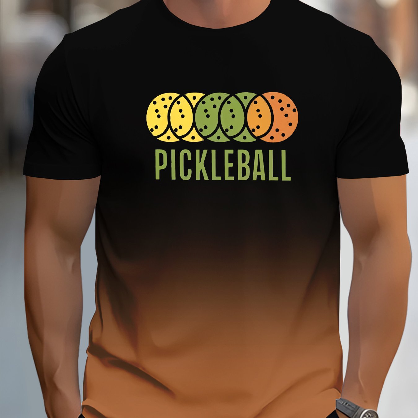 Men's 3D Pickleball-Themed T-Shirt with Neon Green/Yellow/Pickle Print - Casual Sportswear & Casual Attire, Breathable Round Neck Short Sleeve Tee forPlayers and Fans - Image 11