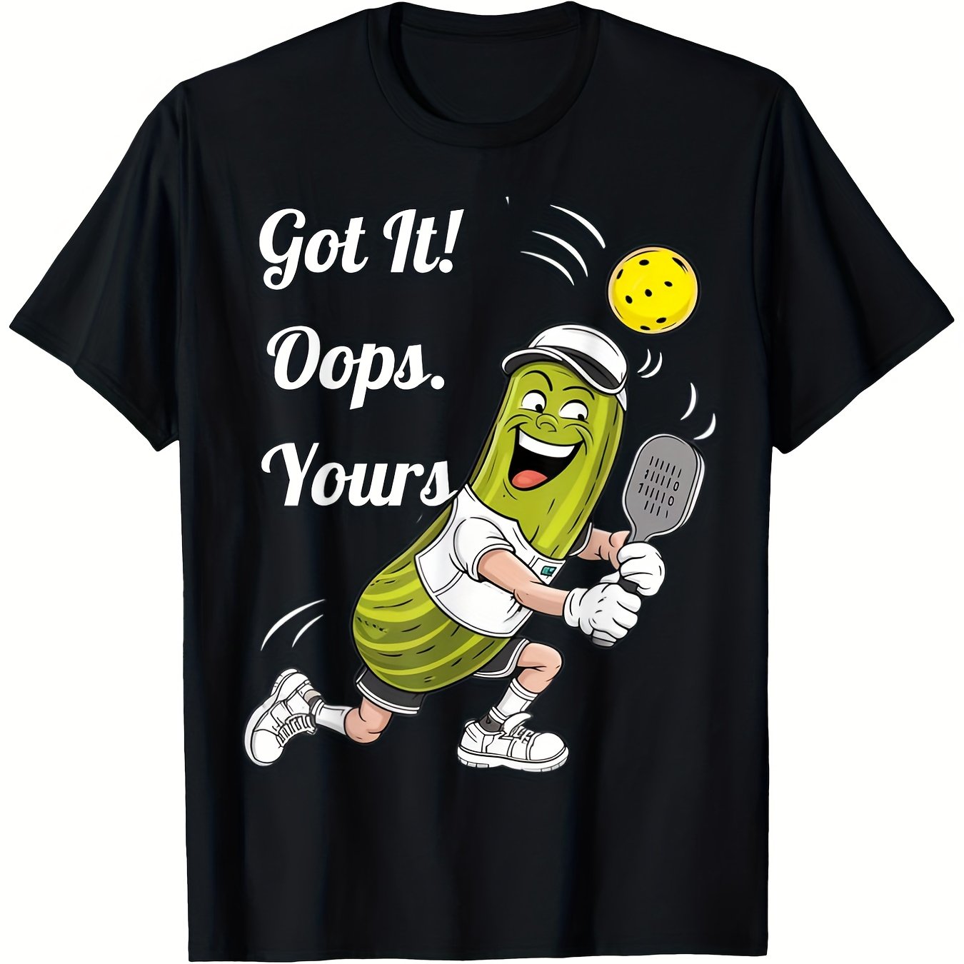 Funny Pickleball "Got It? Oops, Yours" Graphic T-Shirt - Pun Tee - Heavyweight Cotton Crewneck Shirt for Men & Women - Black Athletic - - Image 6
